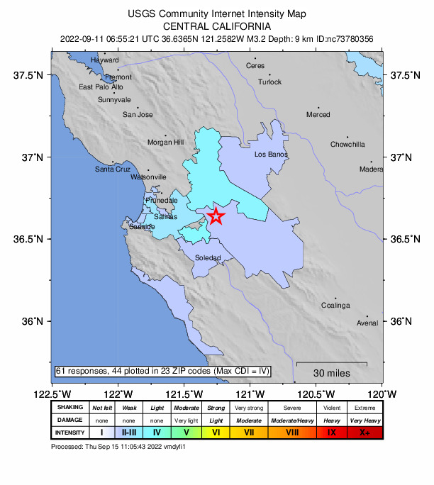 Did You Feel It? map: shaking reported by the public