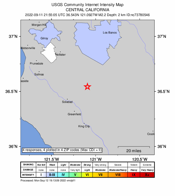 Did You Feel It? map: shaking reported by the public