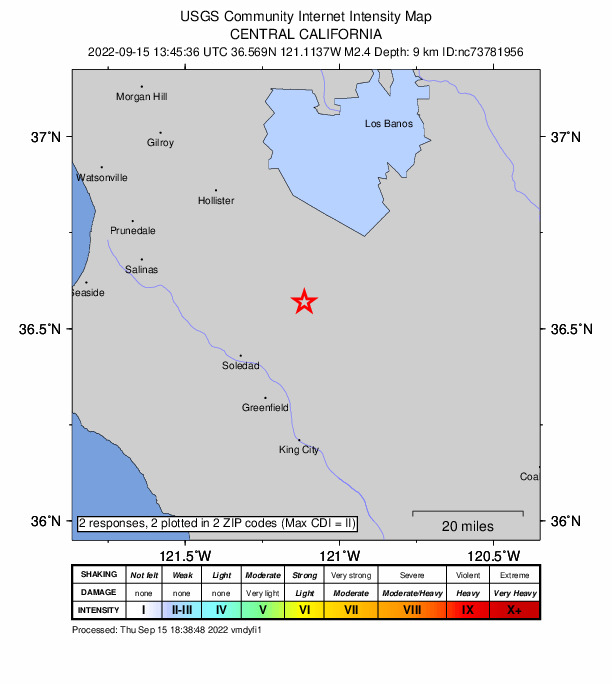 Did You Feel It? map: shaking reported by the public