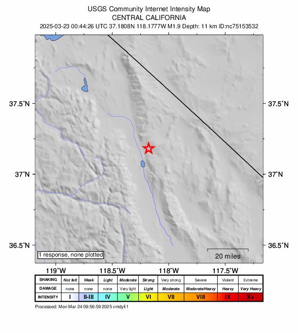 Did You Feel It? map: shaking reported by the public