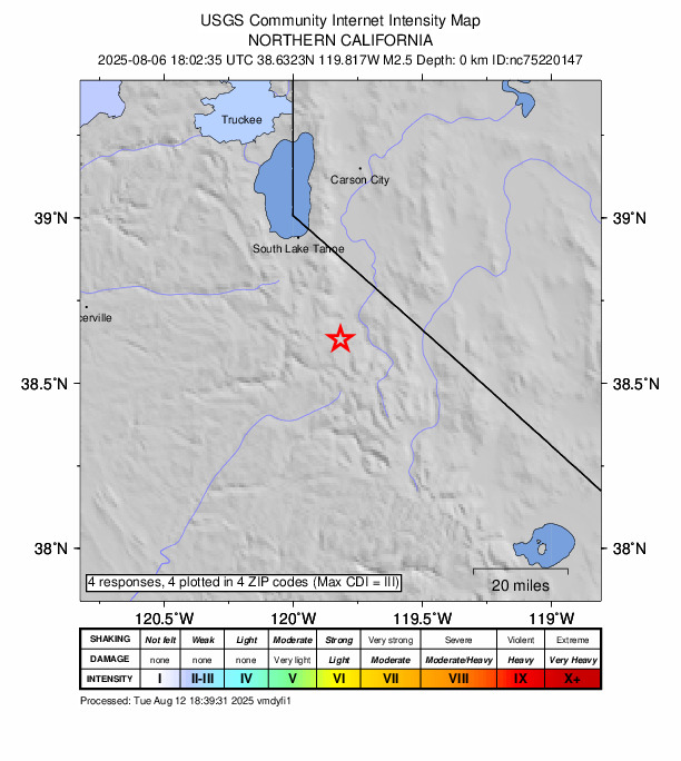 Did You Feel It? map: shaking reported by the public