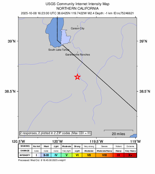 Did You Feel It? map: shaking reported by the public