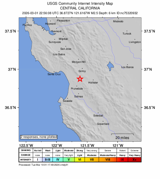 Did You Feel It? map: shaking reported by the public