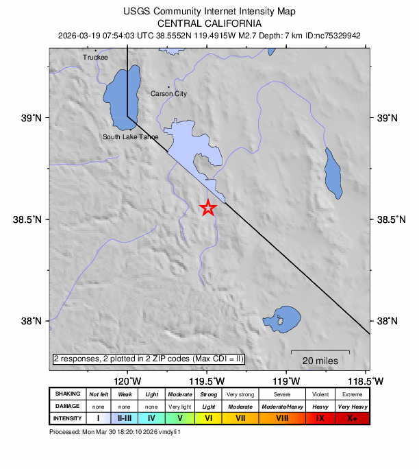 Did You Feel It? map: shaking reported by the public
