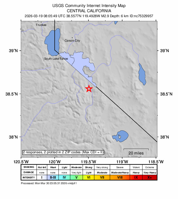 Did You Feel It? map: shaking reported by the public