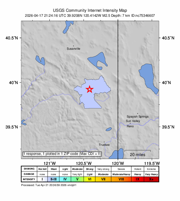 Did You Feel It? map: shaking reported by the public