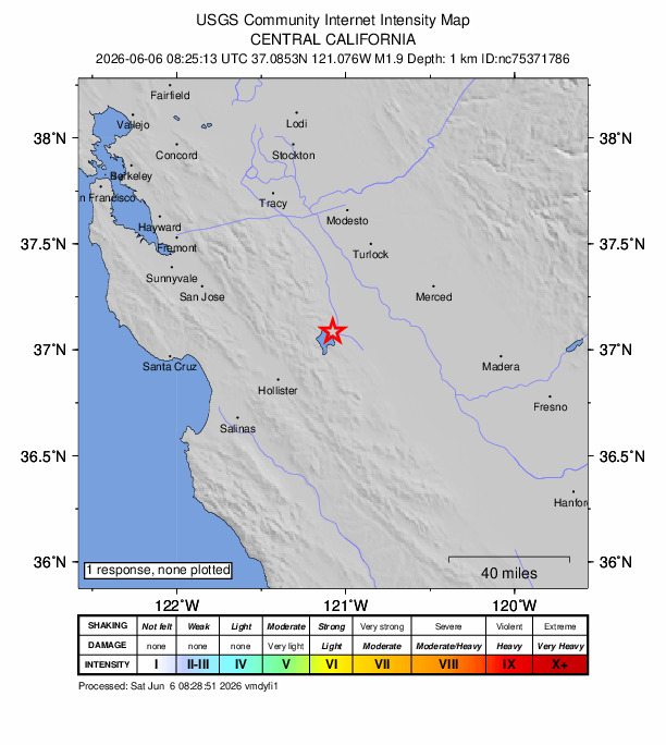 Did You Feel It? map: shaking reported by the public