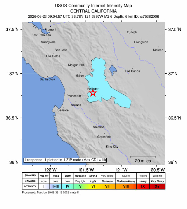Did You Feel It? map: shaking reported by the public