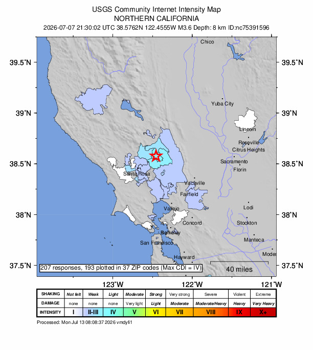 Did You Feel It? map: shaking reported by the public