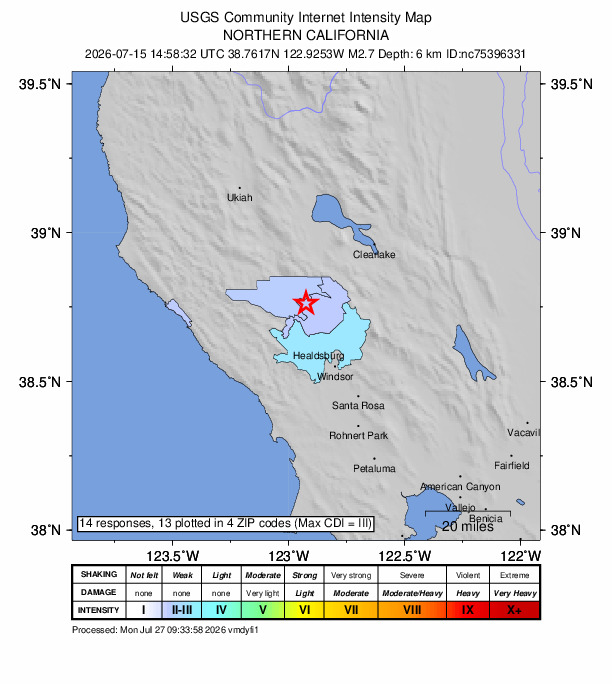 Did You Feel It? map: shaking reported by the public