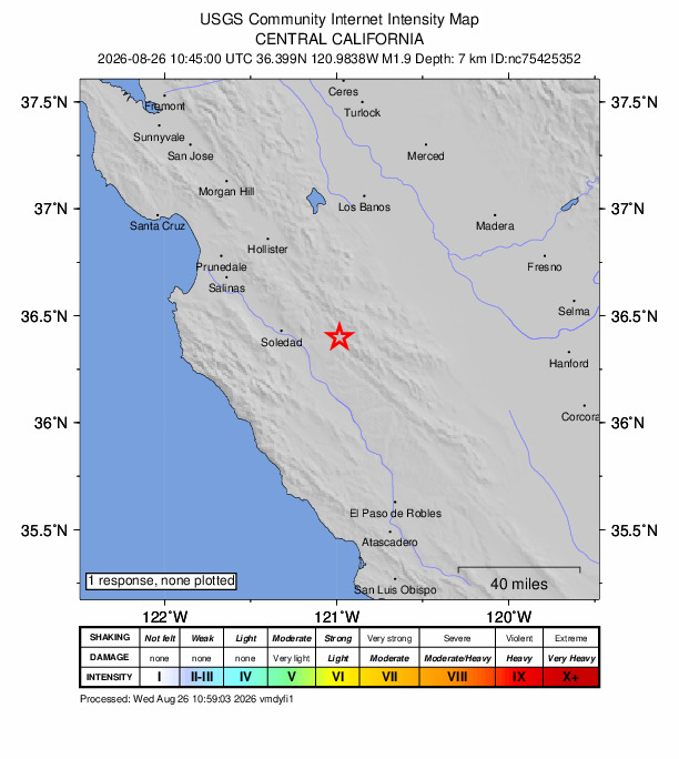 Did You Feel It? map: shaking reported by the public