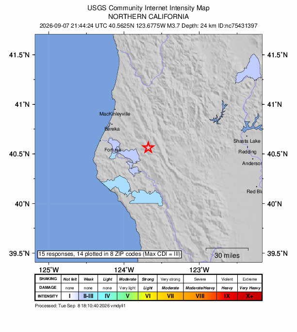 Did You Feel It? map: shaking reported by the public