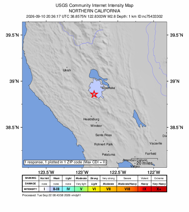 Did You Feel It? map: shaking reported by the public