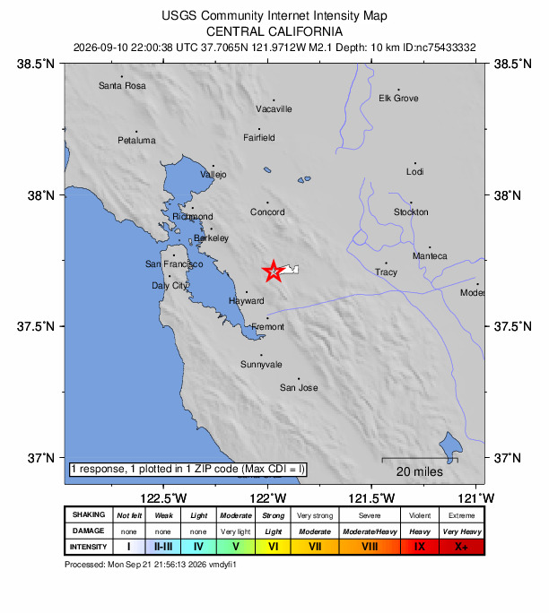 Did You Feel It? map: shaking reported by the public