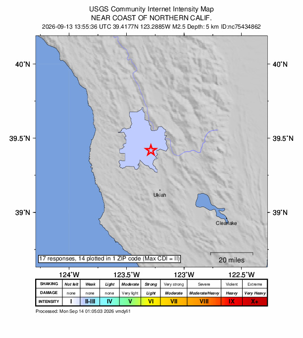 Did You Feel It? map: shaking reported by the public