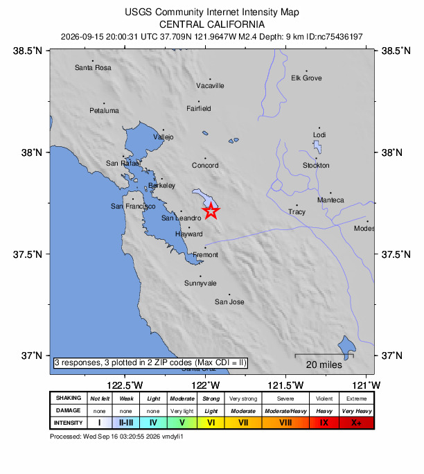 Did You Feel It? map: shaking reported by the public