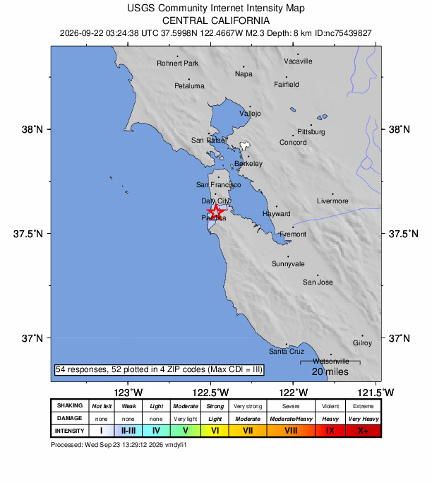 Did You Feel It? map: shaking reported by the public