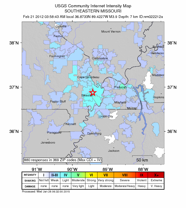 Did You Feel It? map: shaking reported by the public