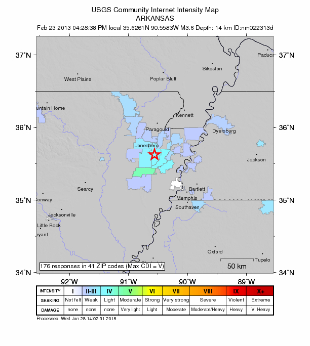 Did You Feel It? map: shaking reported by the public