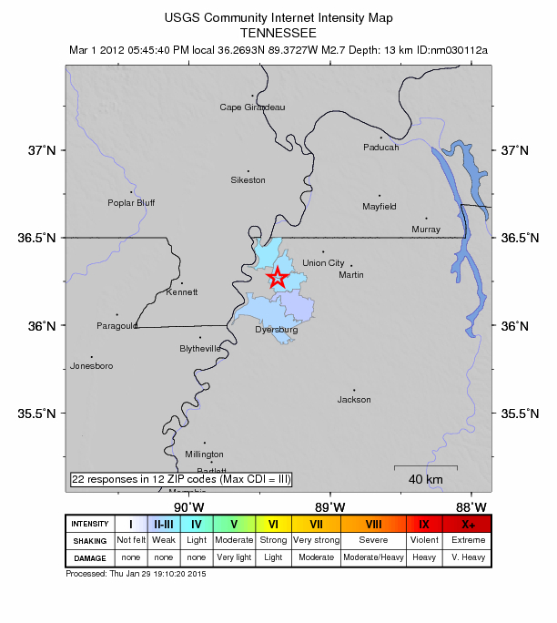 Did You Feel It? map: shaking reported by the public