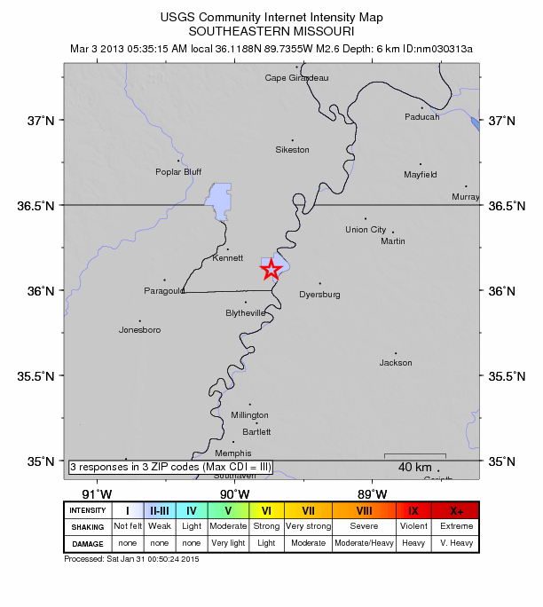 Did You Feel It? map: shaking reported by the public