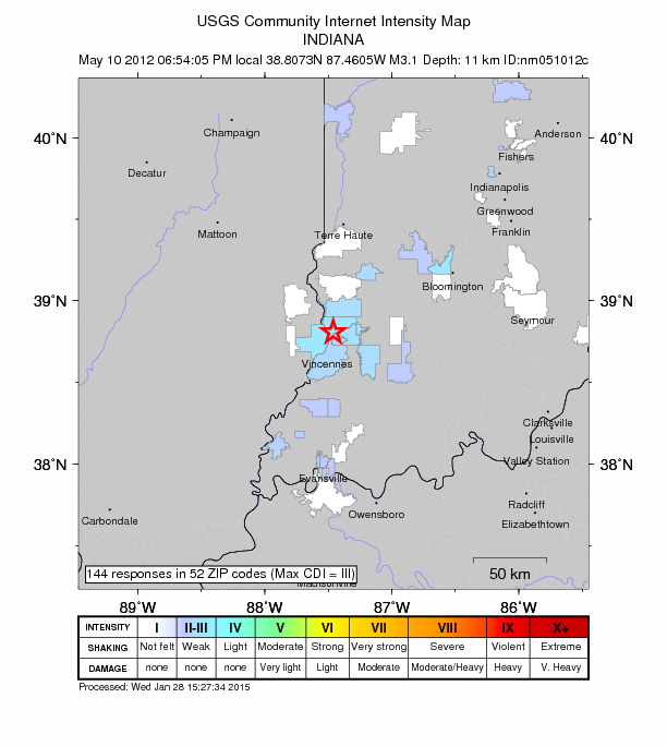 Did You Feel It? map: shaking reported by the public