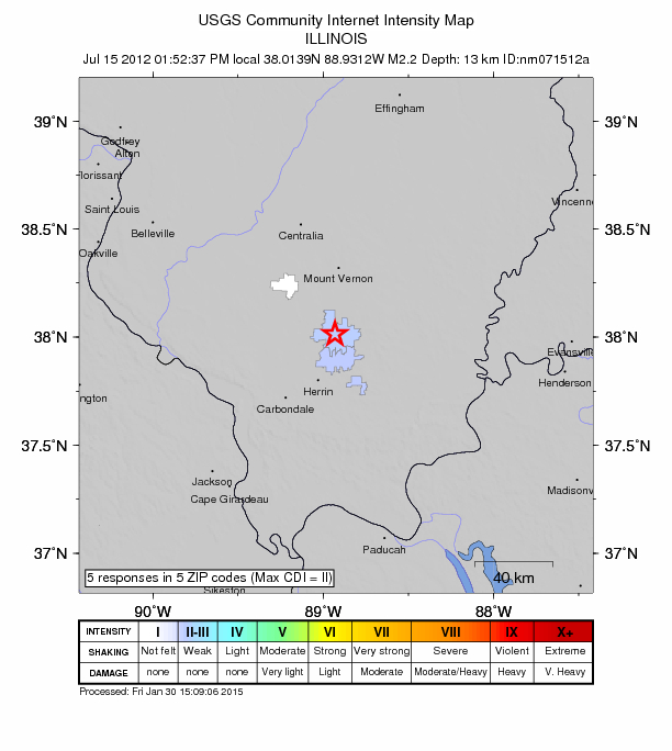 Did You Feel It? map: shaking reported by the public