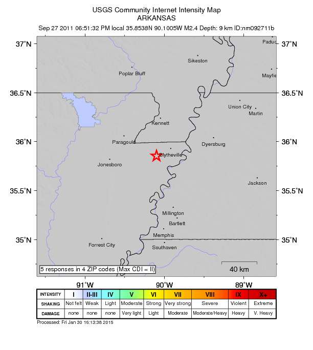 Did You Feel It? map: shaking reported by the public