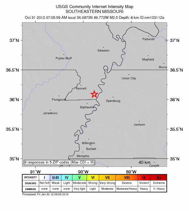 Did You Feel It? map: shaking reported by the public