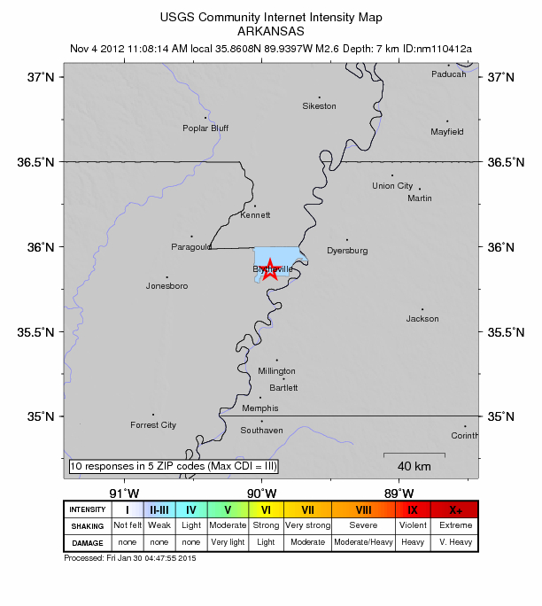 Did You Feel It? map: shaking reported by the public