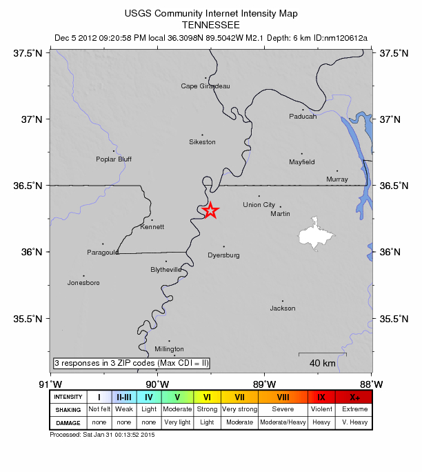 Did You Feel It? map: shaking reported by the public