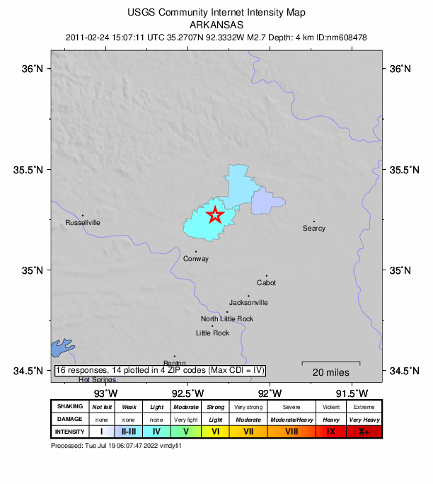 Did You Feel It? map: shaking reported by the public