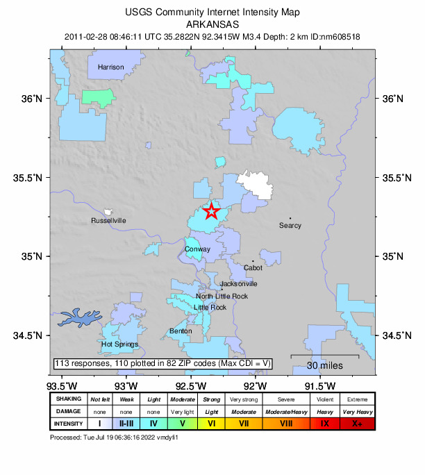 Did You Feel It? map: shaking reported by the public