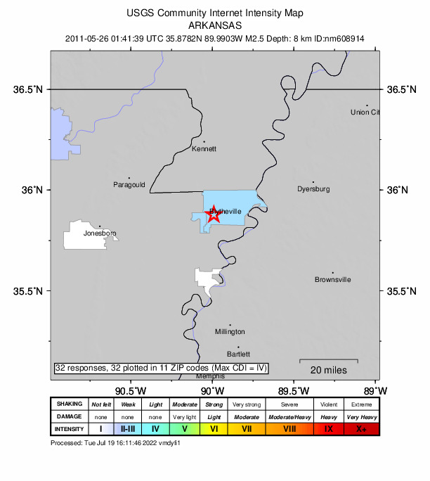 Did You Feel It? map: shaking reported by the public