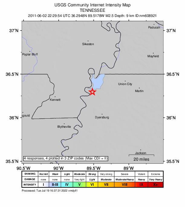 Did You Feel It? map: shaking reported by the public