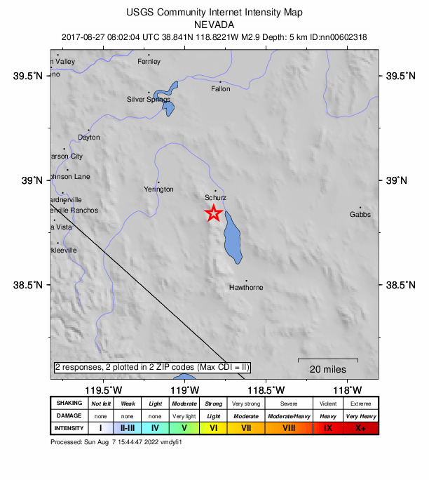 Did You Feel It? map: shaking reported by the public