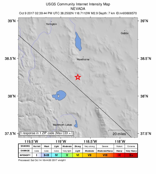 Did You Feel It? map: shaking reported by the public