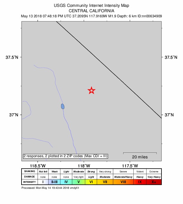 Did You Feel It? map: shaking reported by the public