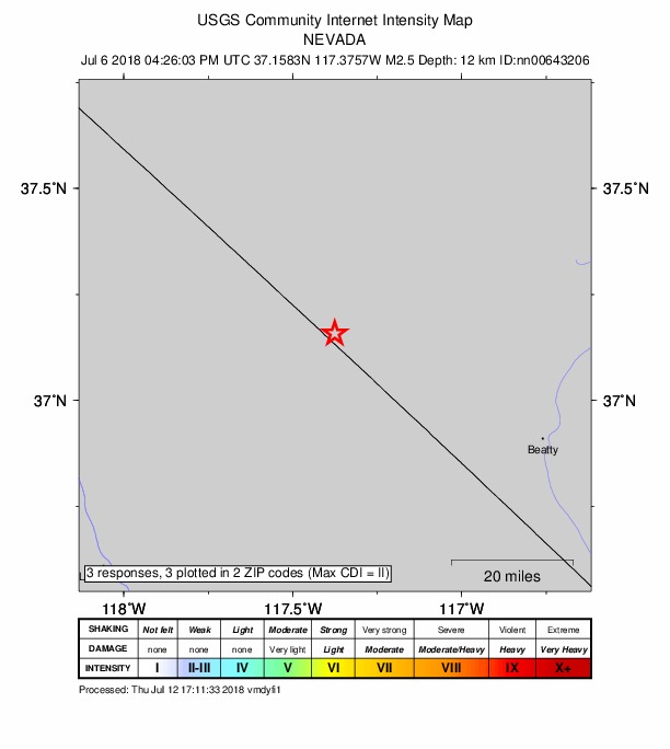Did You Feel It? map: shaking reported by the public