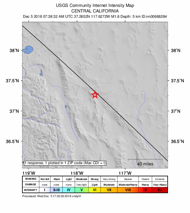 Did You Feel It? map: shaking reported by the public