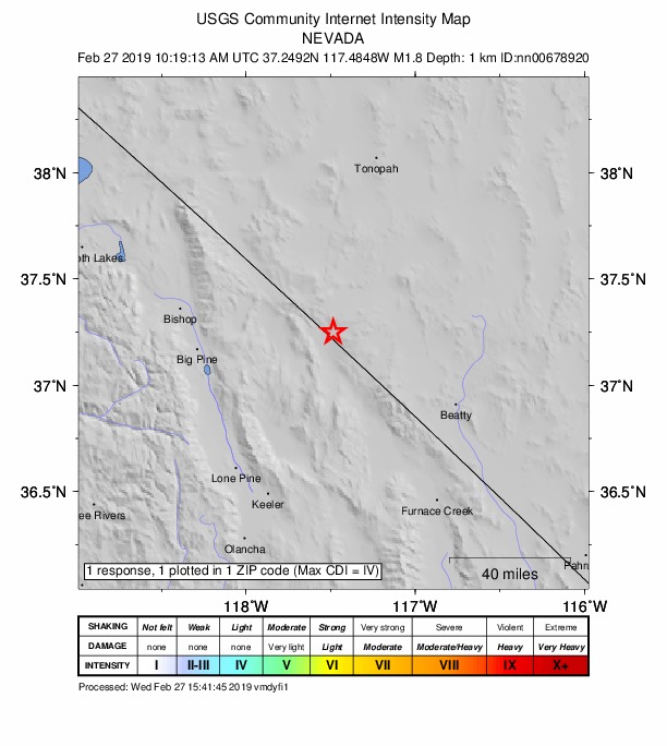 Did You Feel It? map: shaking reported by the public