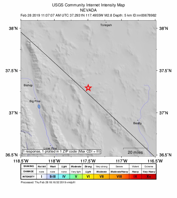 Did You Feel It? map: shaking reported by the public