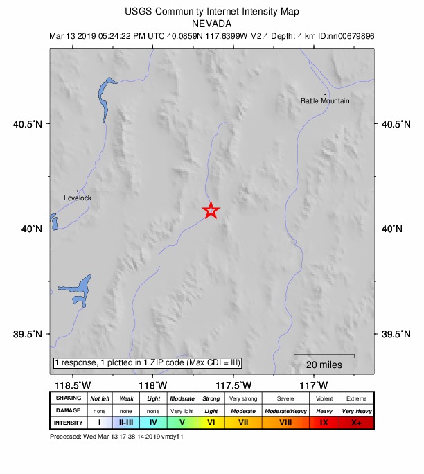 Did You Feel It? map: shaking reported by the public