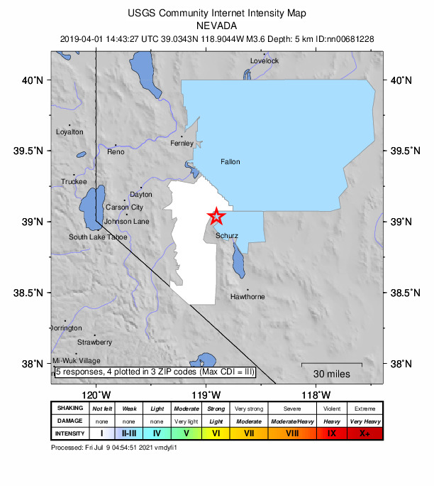 Did You Feel It? map: shaking reported by the public