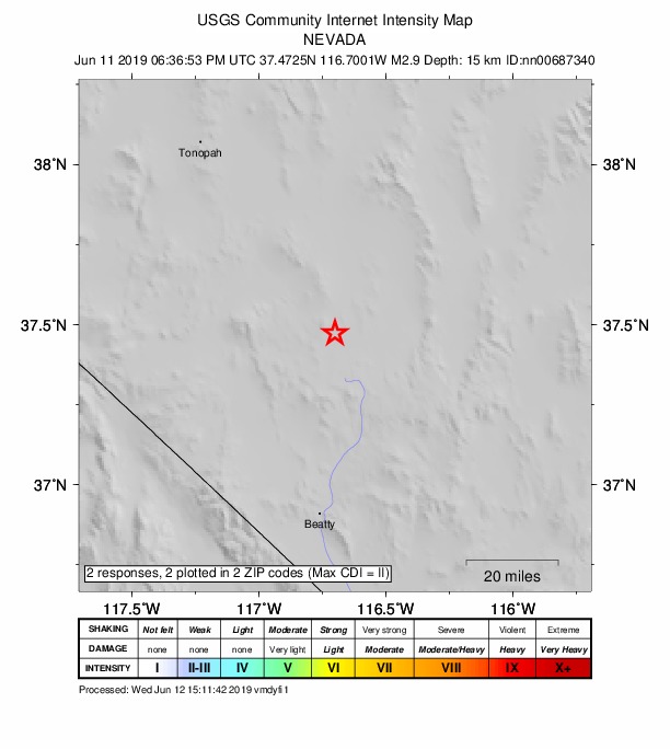Did You Feel It? map: shaking reported by the public