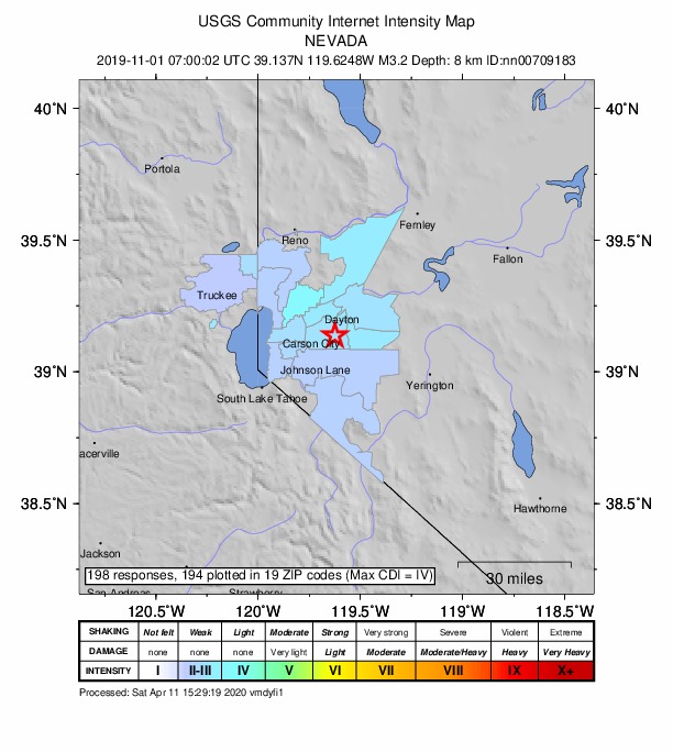 Did You Feel It? map: shaking reported by the public