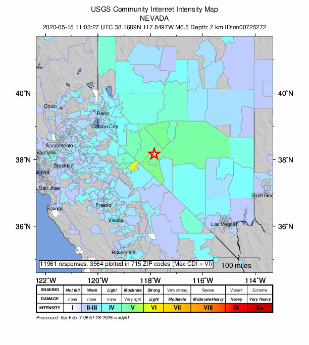 Did You Feel It? map: shaking reported by the public