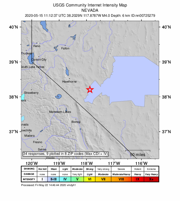 Did You Feel It? map: shaking reported by the public
