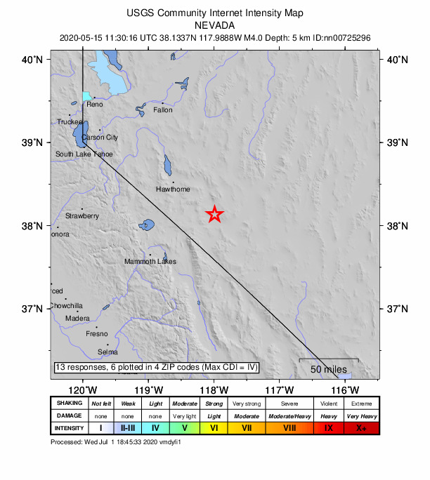 Did You Feel It? map: shaking reported by the public