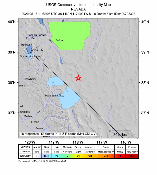 Did You Feel It? map: shaking reported by the public